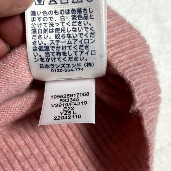 Lands End Womens 100% Cashmere Johnny Collar Sweater Pink Long Sleeve Size Large - Picture 10 of 10